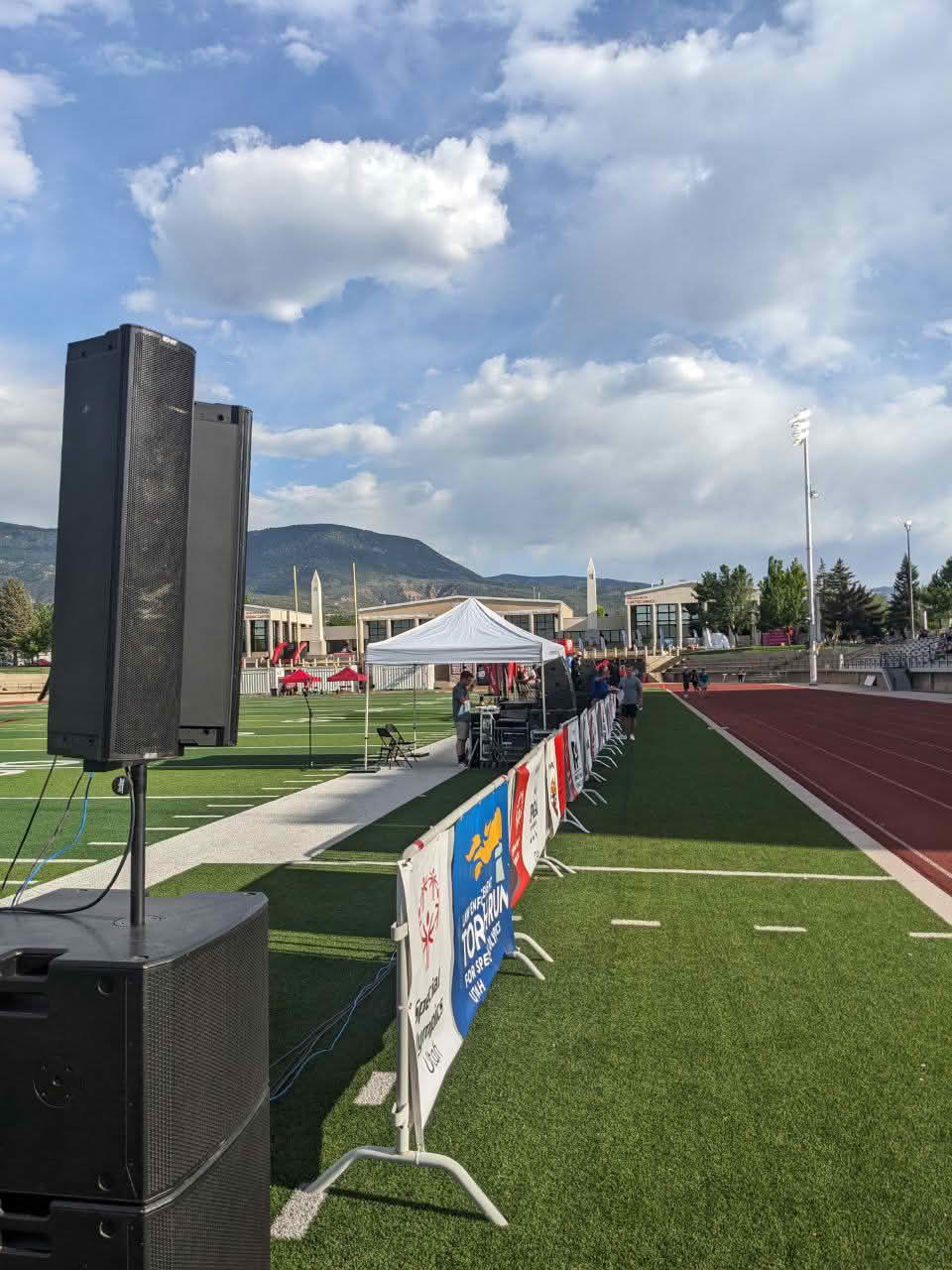 Special Olympics opening ceremony behind the railing
