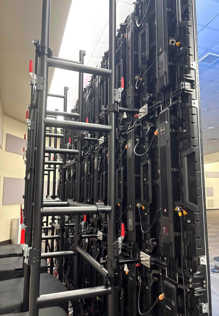 led video wall view from the back - ground support